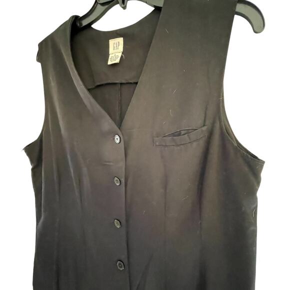 VTG GAP black long Sleeveless midi button down dress size 8 - Picture 2 of 9